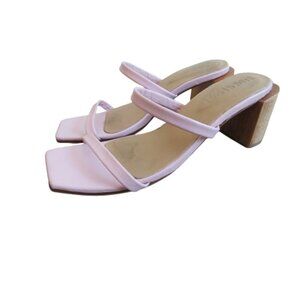 JAMES SMITH Sirenuse Strappy Leather Sandals Wood Block Heel Pastel Pink Size 8